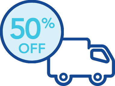 50% off home delivery icon