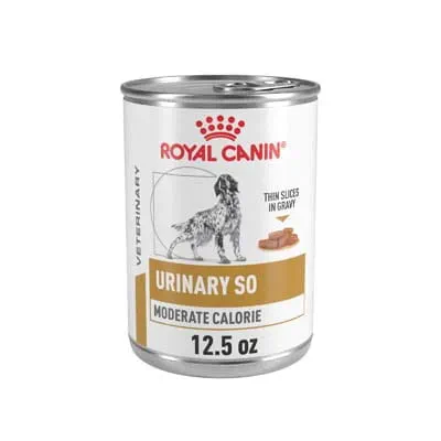 Royal Canin Veterinary Diet Adult Canine Urinary SO Moderate Calorie Thin Slices in Gravy Canned Wet Dog Food