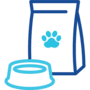 icon with cat food bag and bowl