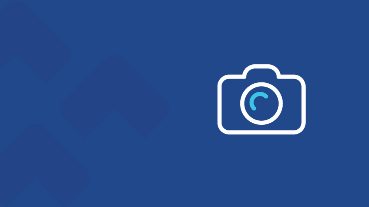 blue background with a camera