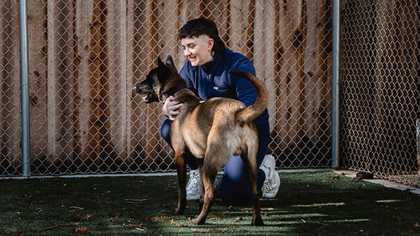 Veterinary staff with dog at VCA Animal Hospital of Santa Cruz