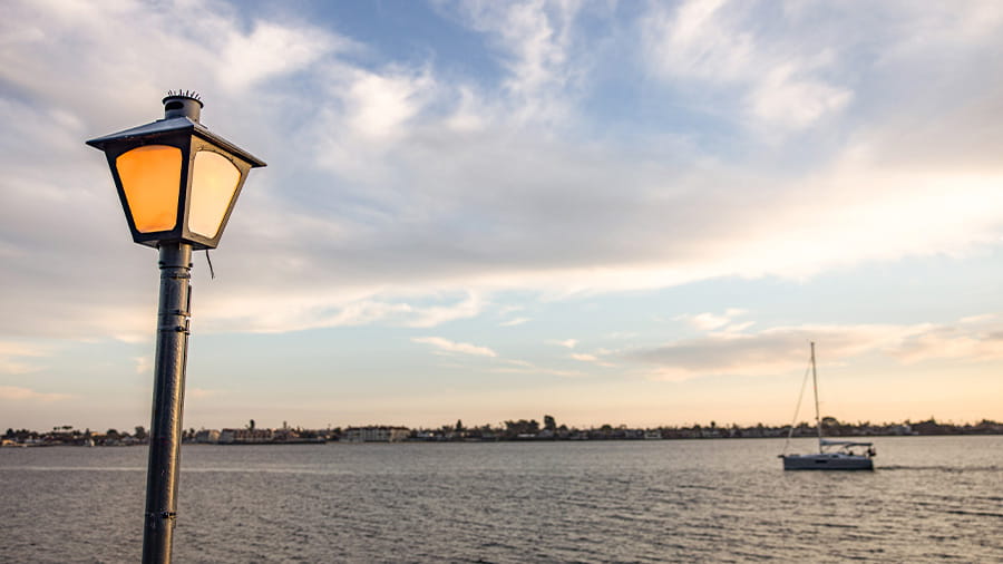 Boat in the water at sunset