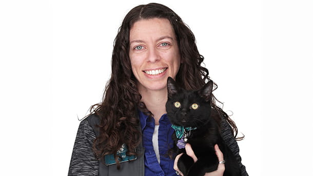 Dr. Emily Russo-Moon with cat