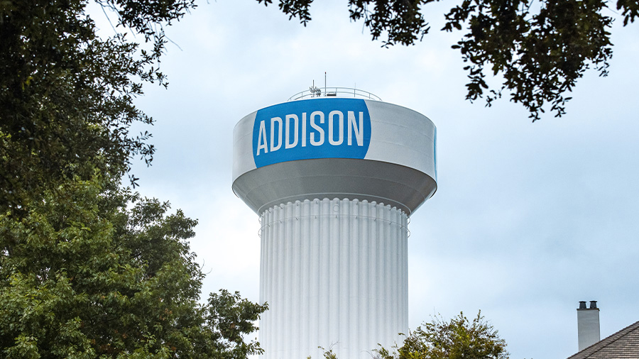 Water tower in Addison, TX