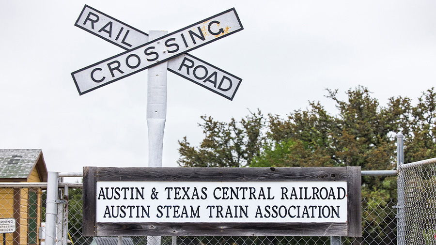 Austin & Texas Central railroad crossing sign