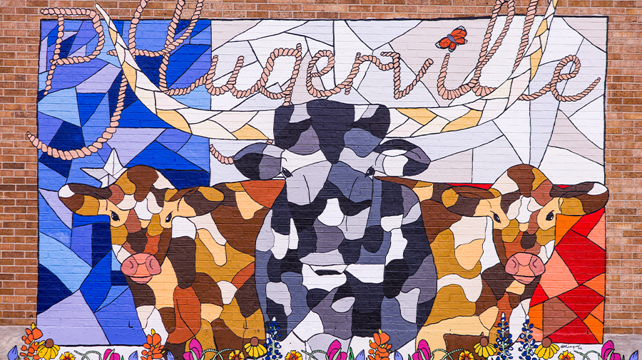 Mosaic cow art in Pflugerville, TX