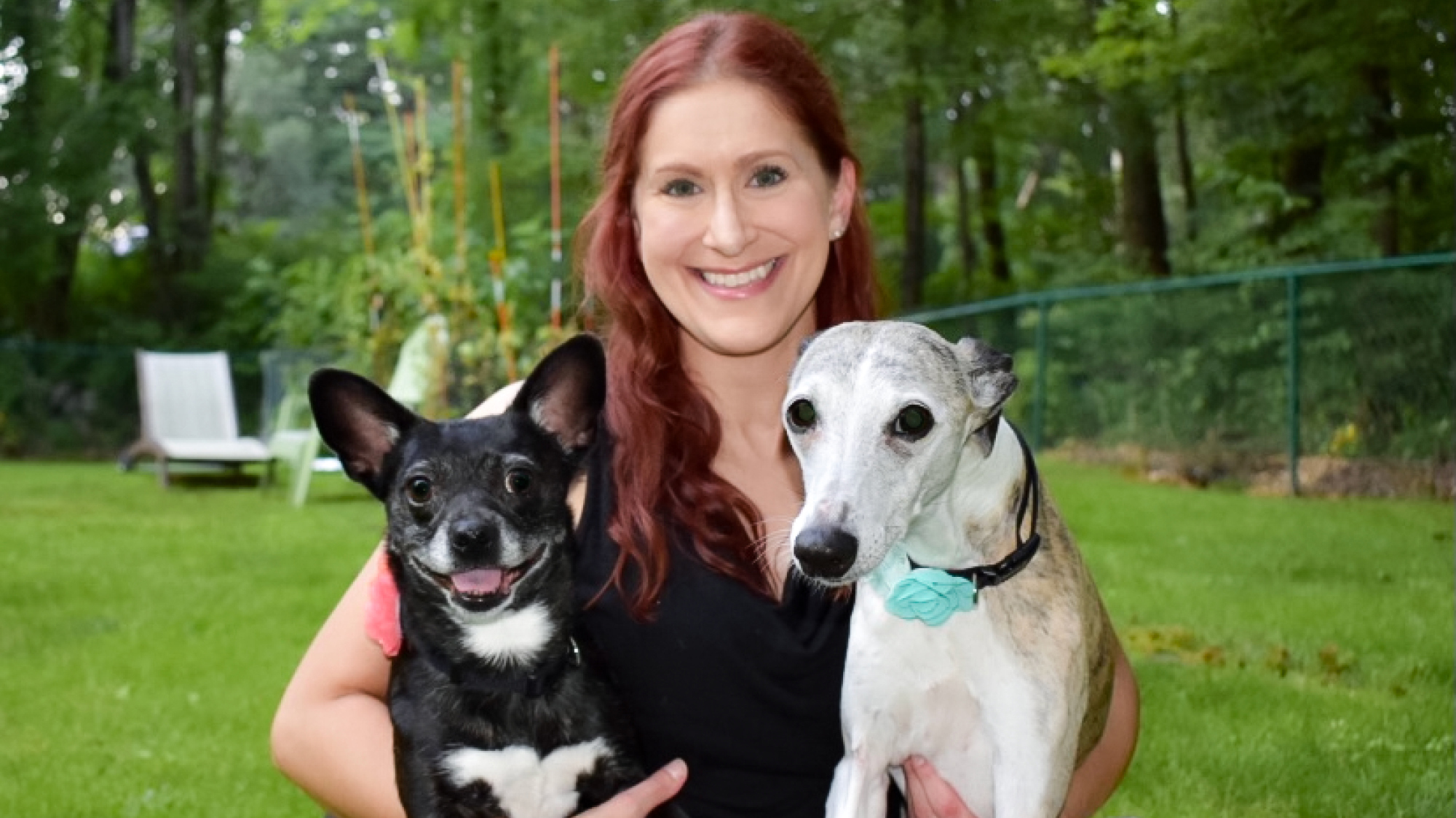 Katy Cassano with her 2 dogs