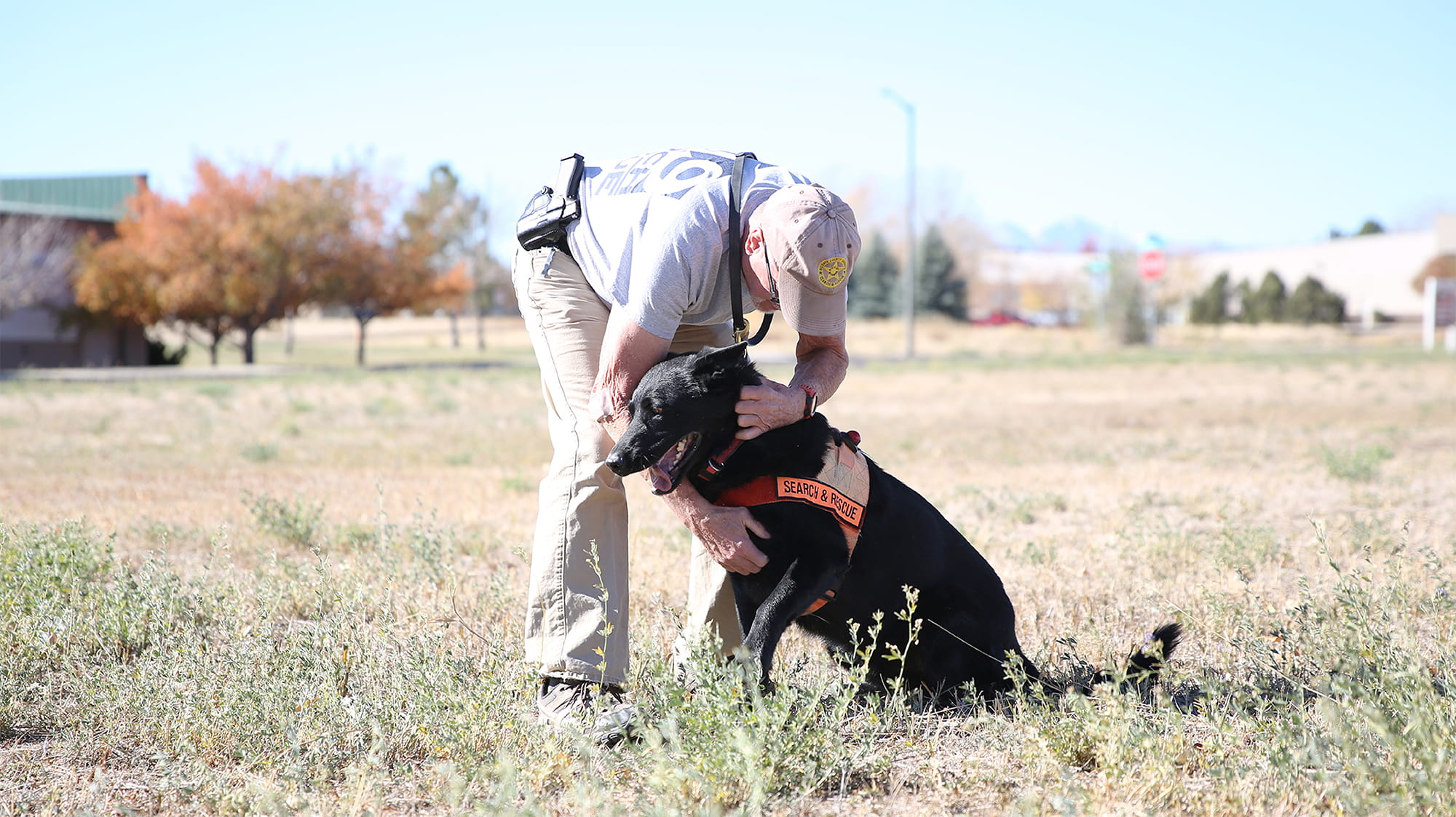 Pax the dog with handler